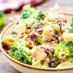 Broccoli Salad prepared in bowl