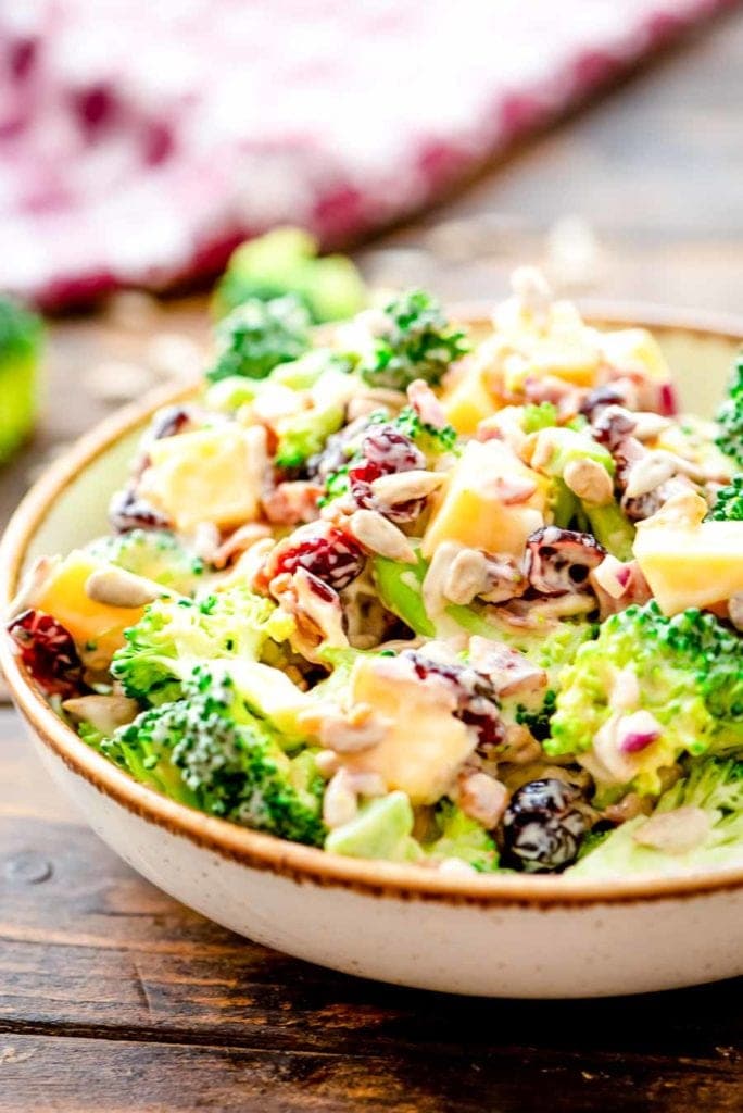 Broccoli Salad prepared in bowl