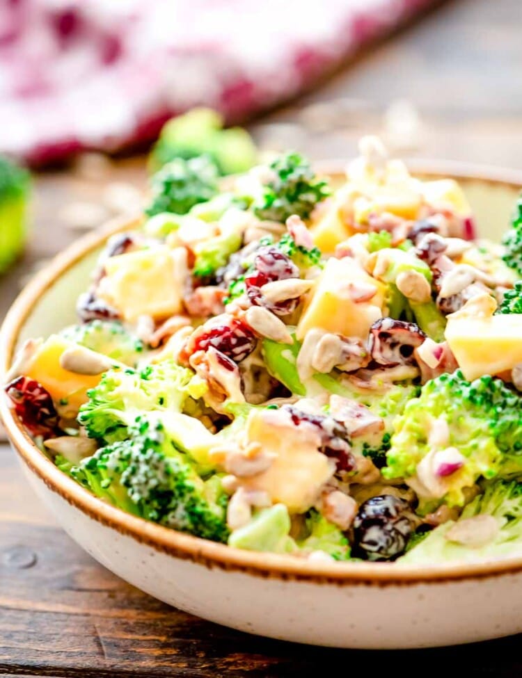 Broccoli Salad prepared in bowl