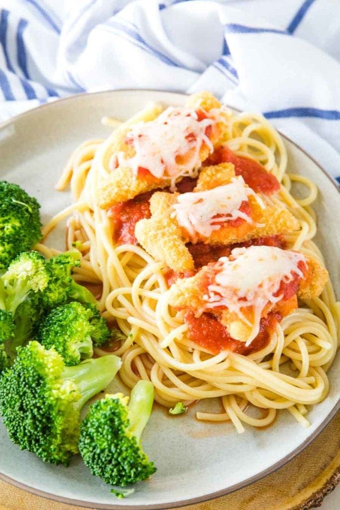 Chicken Parmesan with Dino Buddies Plated