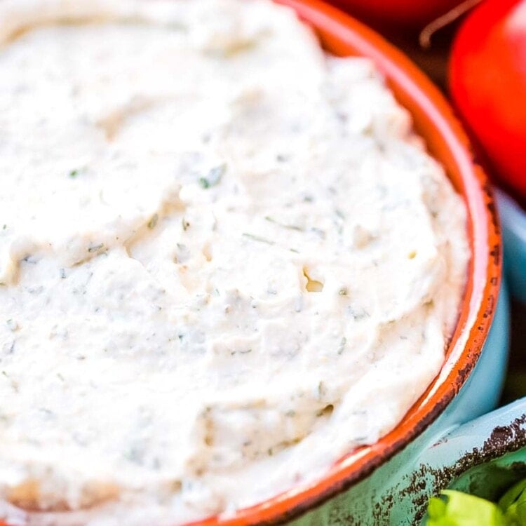 Homemade Ranch Dip prepared in bowl