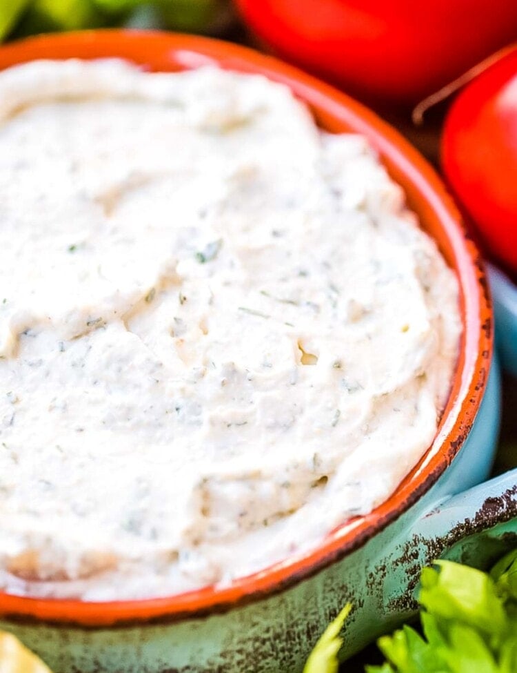 Homemade Ranch Dip prepared in bowl