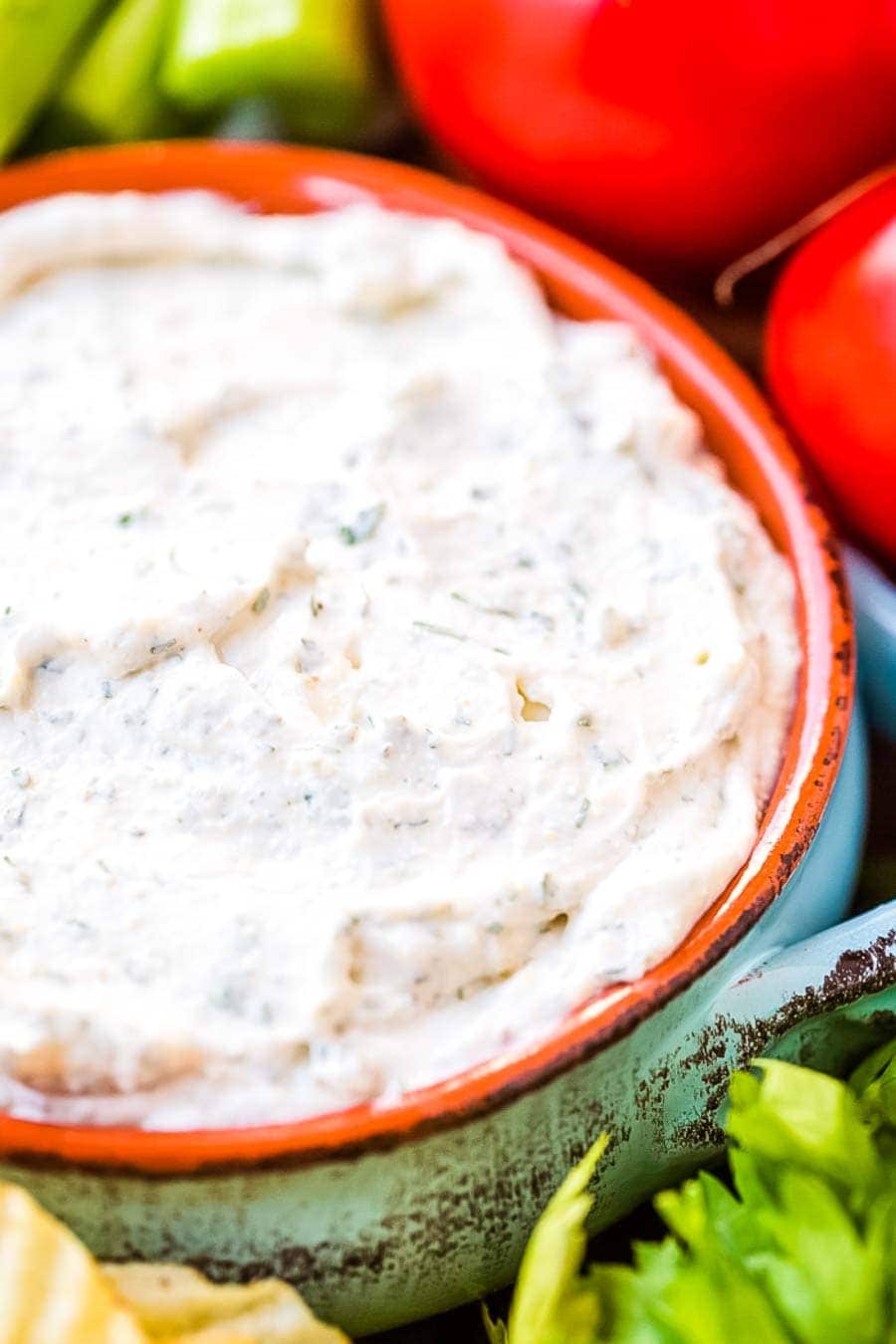 Homemade Ranch Dip prepared in bowl