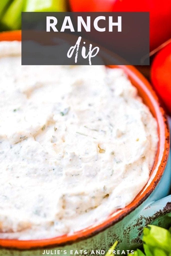 Ranch dip in a blue dish