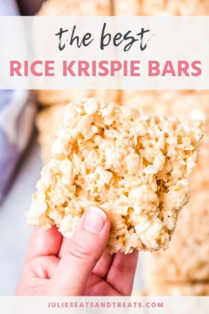 Hand holding a rice krispie bar