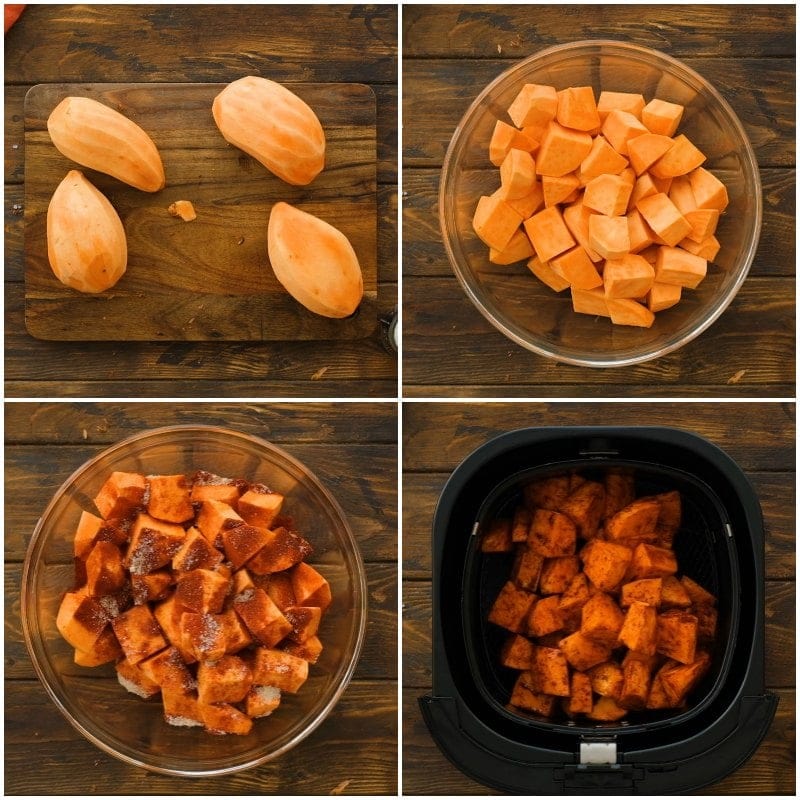 Steps to make Air Fryer Sweet Potatoes Collage