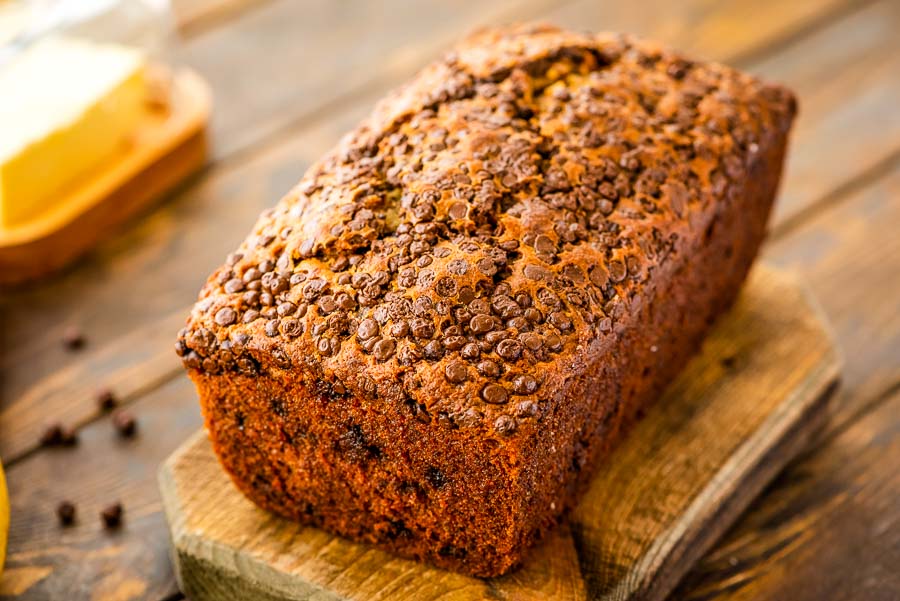 Loaf of Banana Bread with Chocolate Chips