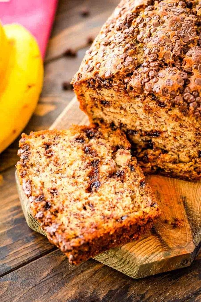 Chocolate Chip Banana Bread sliced