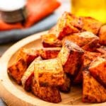 roasted air fryer sweet potatoes on plate