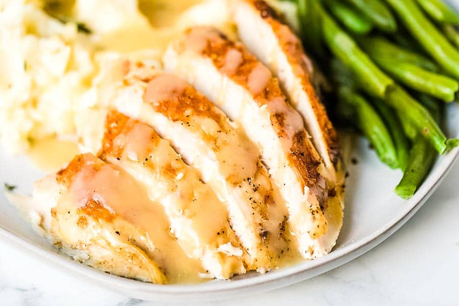 Crock Pot Turkey Breast Slices on plate