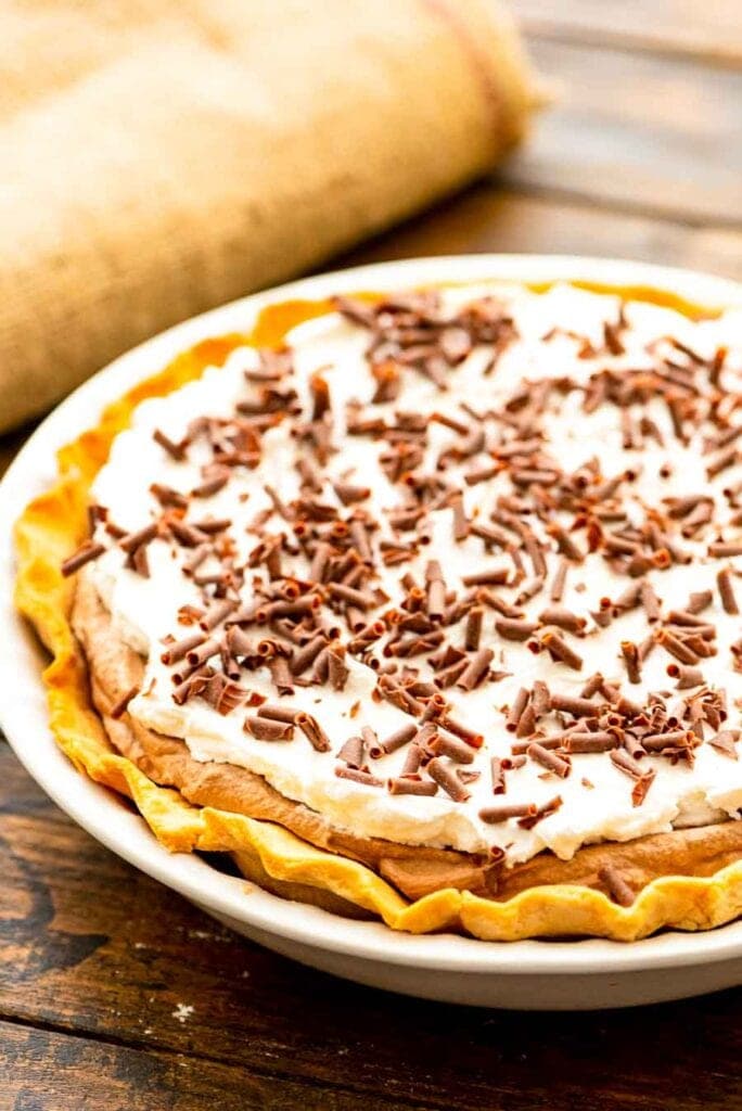 White Pie Dish with French Silk Pie