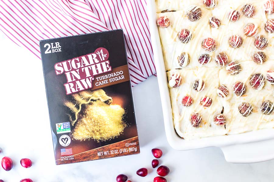 Cranberry Cake in white baking dish