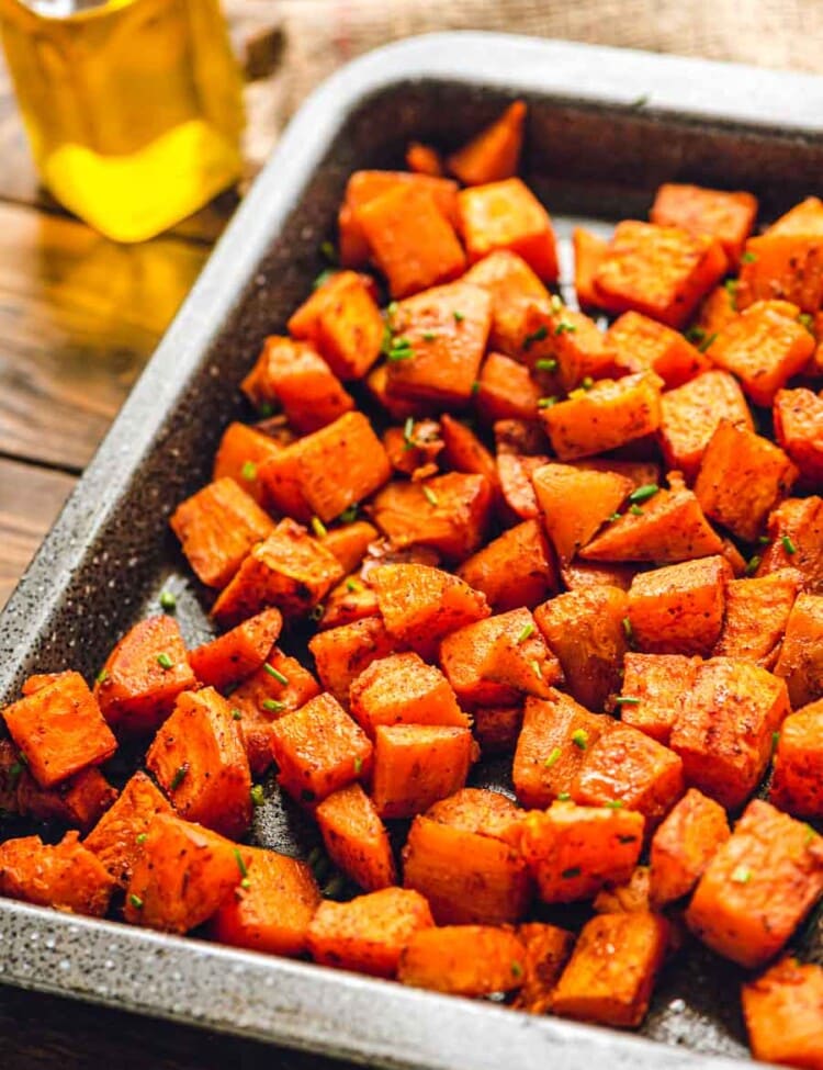 Roasted Sweet Potatoes on Sheet Pan