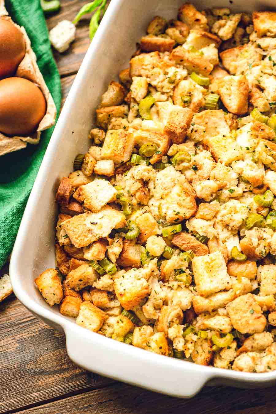 Stuffing in casserole dish