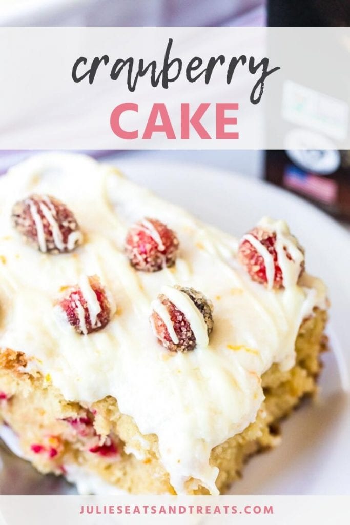 Cranberry cake with frosting on a plate