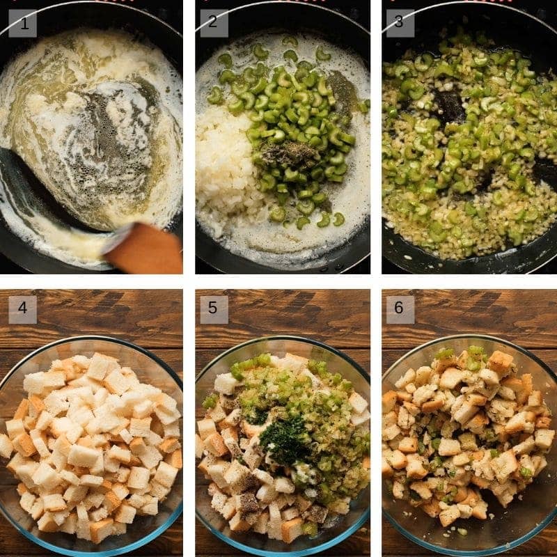 Step by Step photos of making stuffing