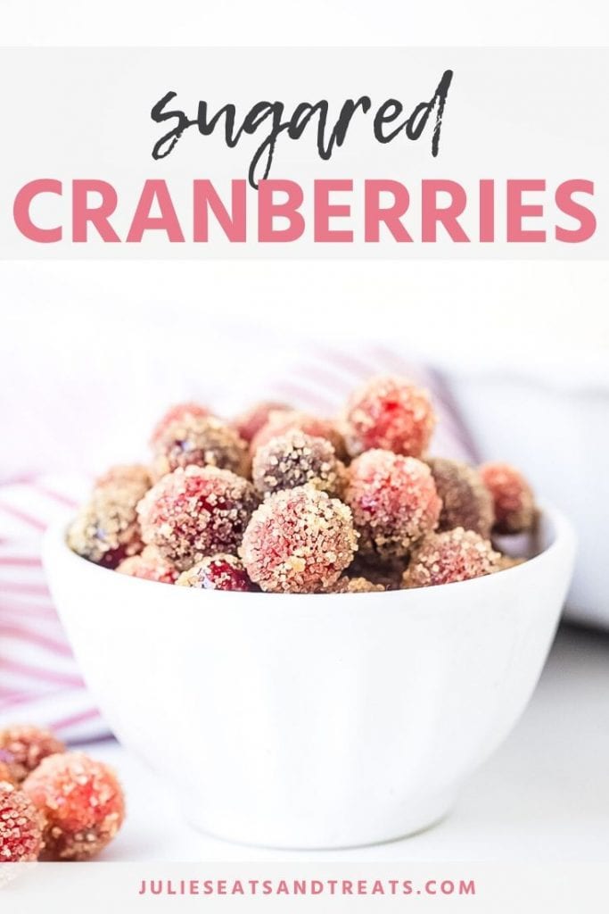 white bowl of sugared cranberries