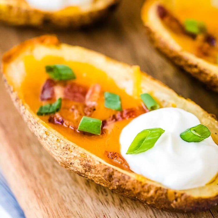 Potato Skins on cutting board