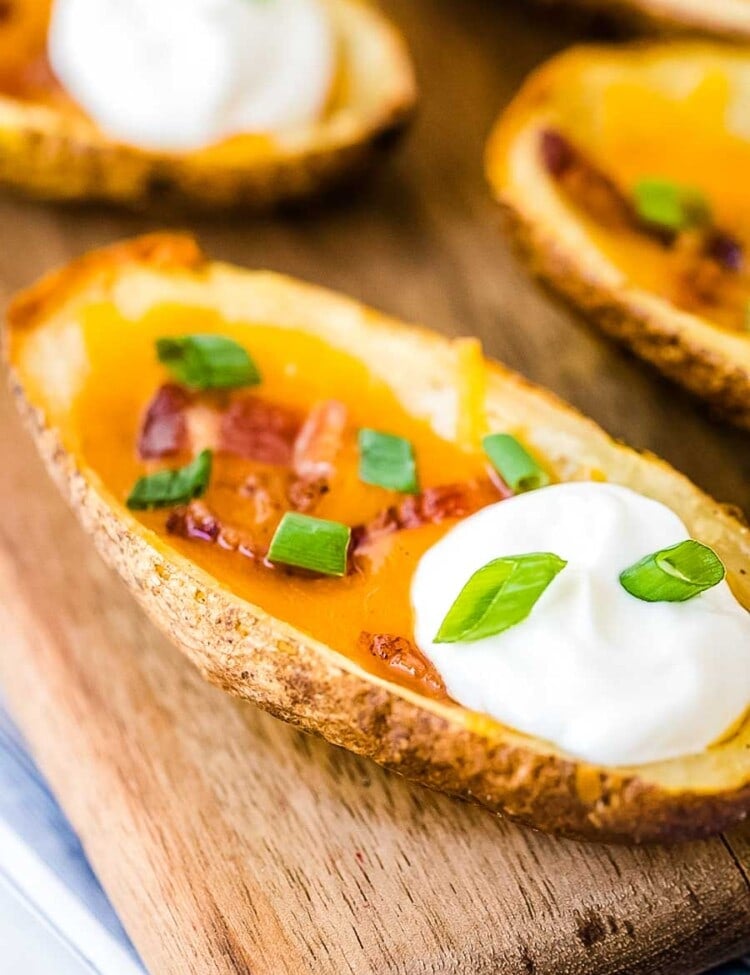 Potato Skins on cutting board