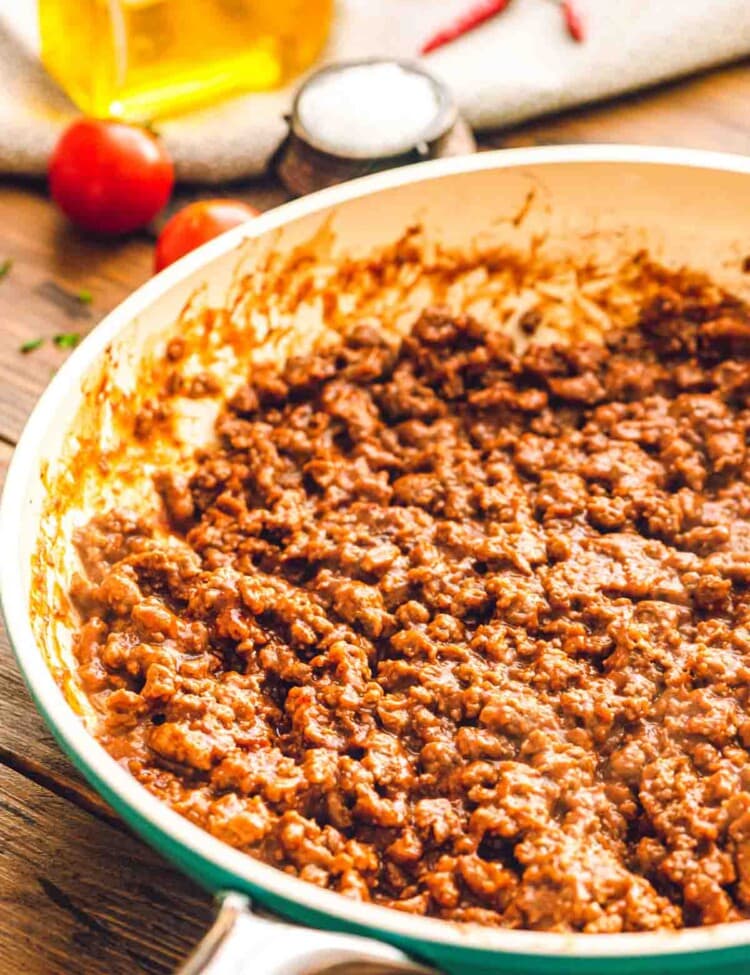 Pan of homemade taco meat