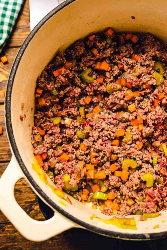 Ground beef in pot