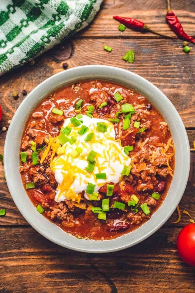 Bowl of Instant Pot Chili