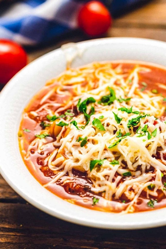 White bowl with soup