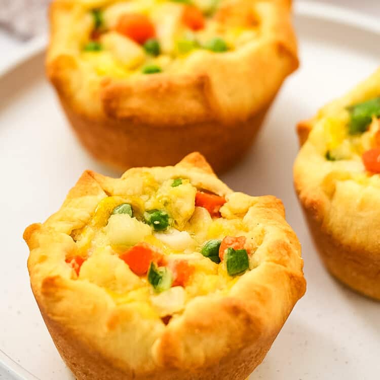 Mini Chicken Pot Pies on white plate