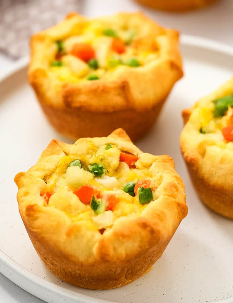 Mini Chicken Pot Pies on white plate