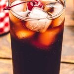 Roy Rogers Drink in glass with ice and a cherry