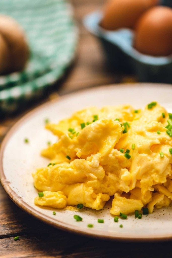 Plate with scrambled eggs