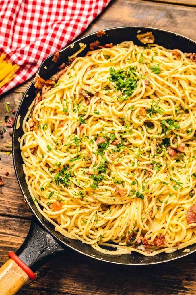Pan with Spaghetti alla Carbonara