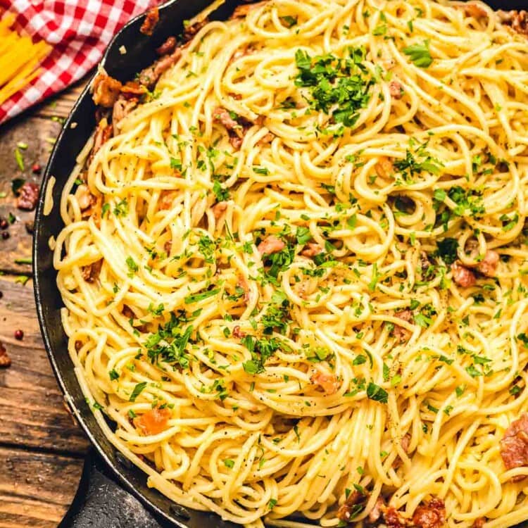 Pan of Spaghetti alla Carbonara