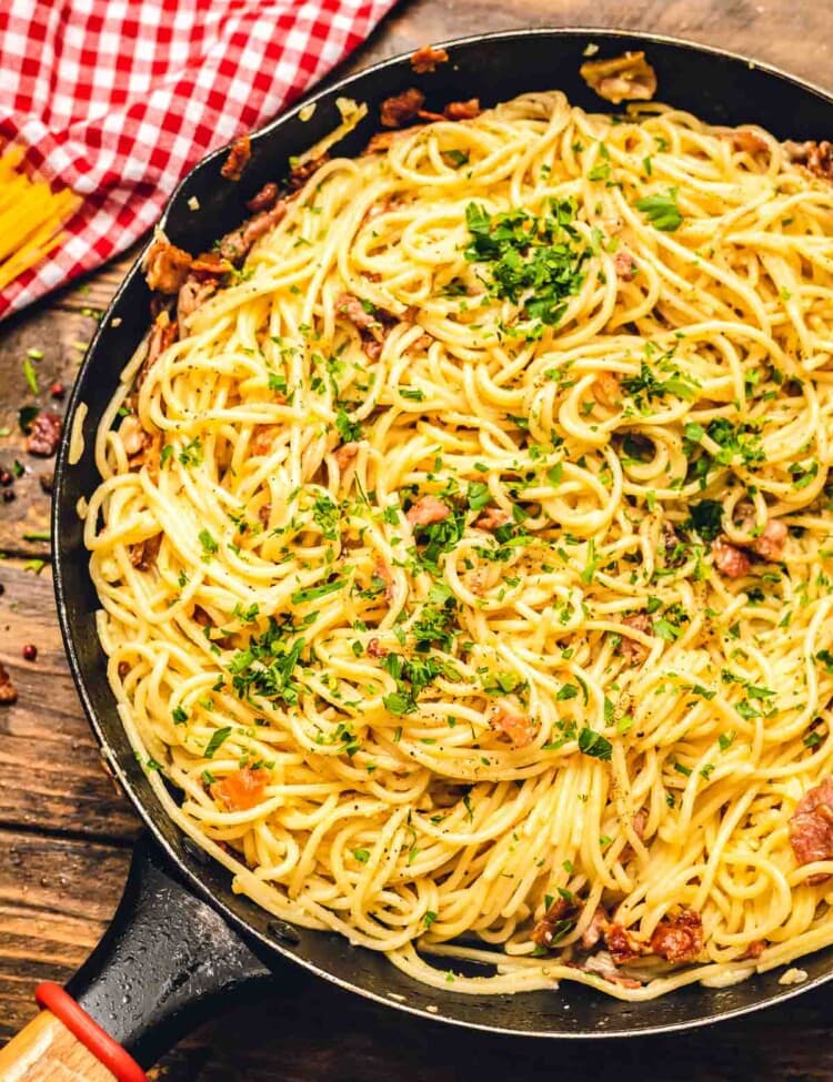 Pan of Spaghetti alla Carbonara