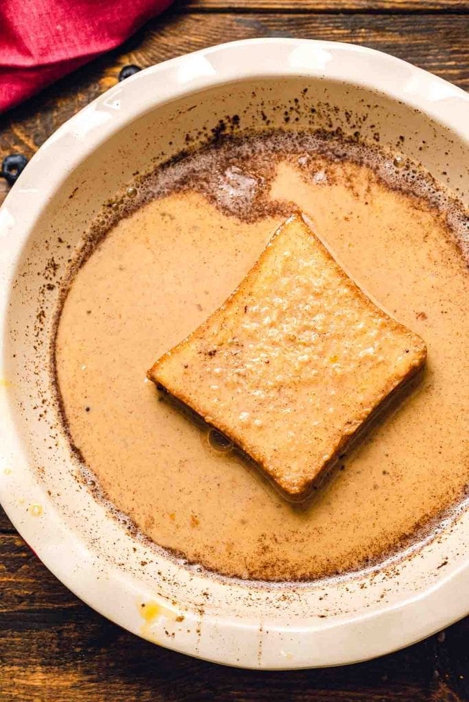 Bread in batter in pie plate