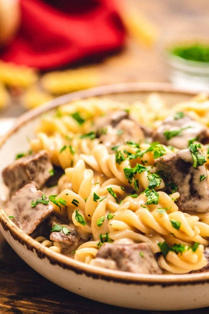 Beef Stroganoff in a bowl
