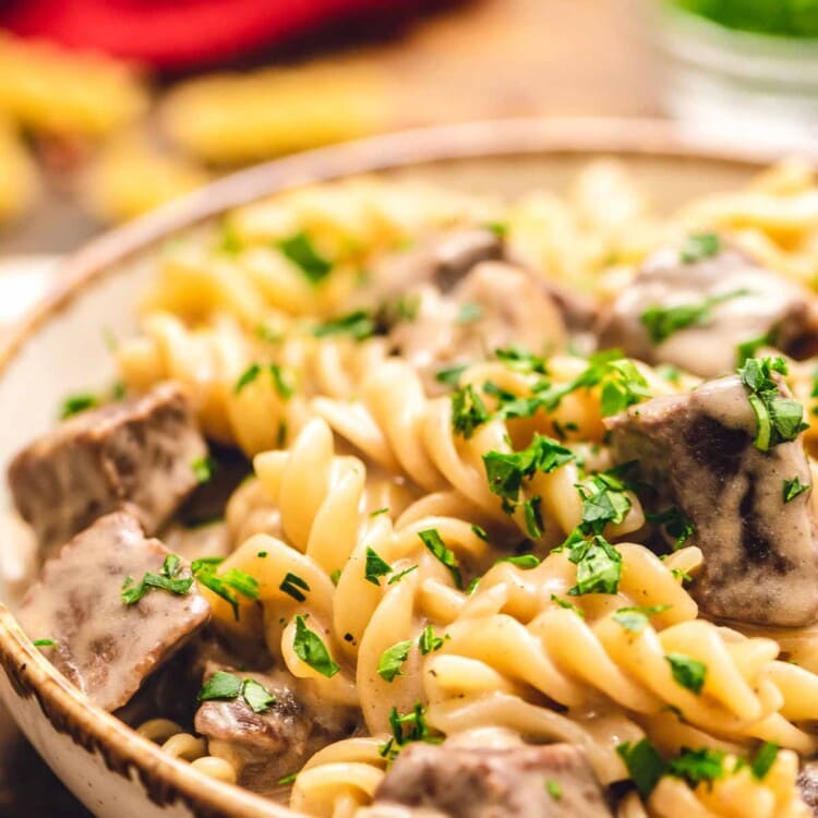 Beef Stroganoff in a bowl