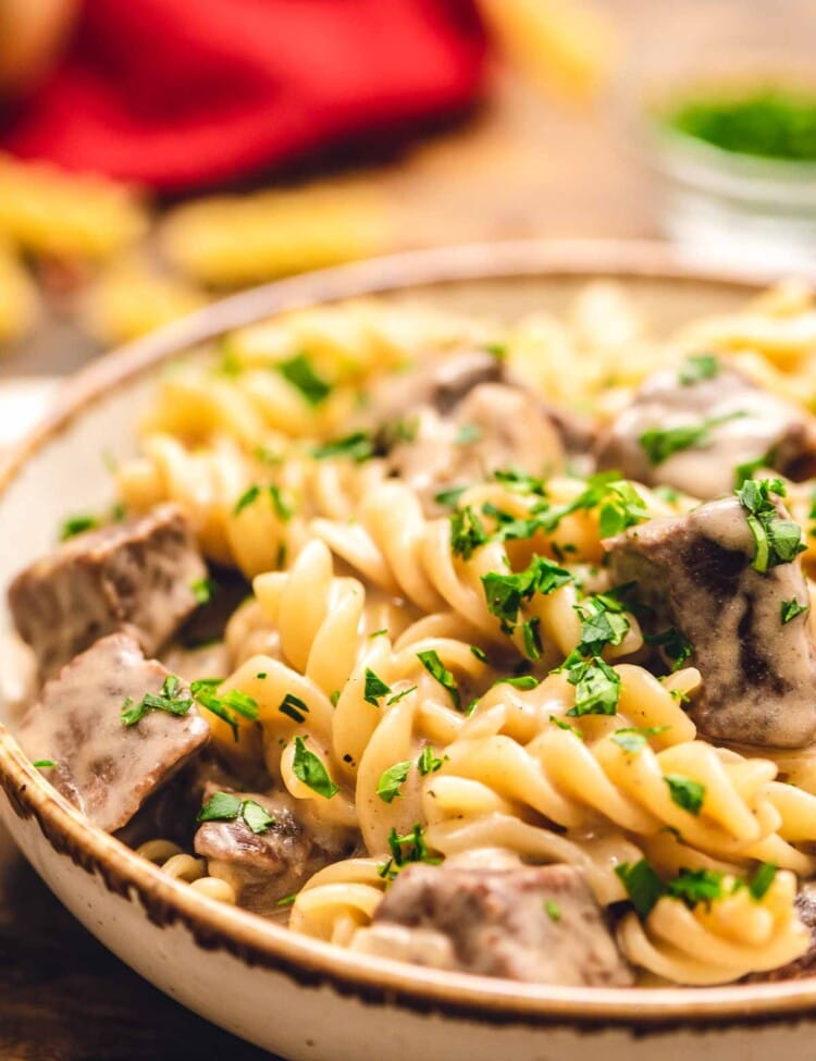 Beef Stroganoff in a bowl