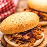 Pulled Pork Sandwich on cutting board