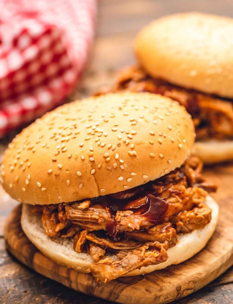 Pulled Pork Sandwich on cutting board