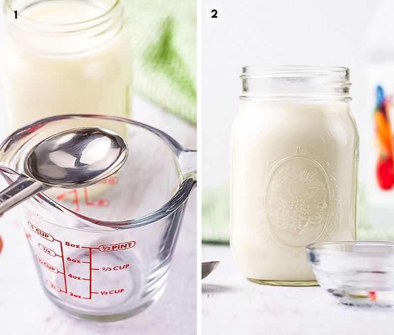 Two image collage forVinegar and milk to make buttermilk