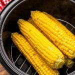 Corn on the cob in a pressure cooker.