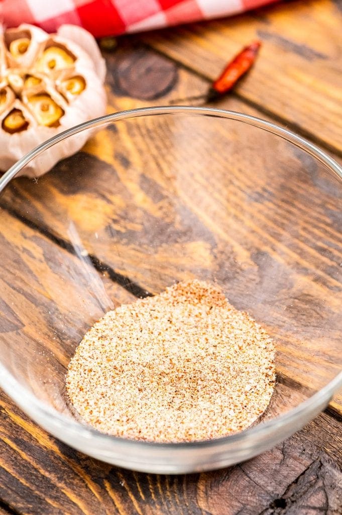 Glass bowl with seasonings mixed up in it