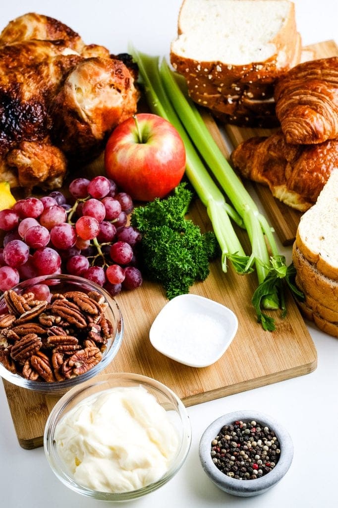 Image showing all the ingredients to make Chicken Salad.