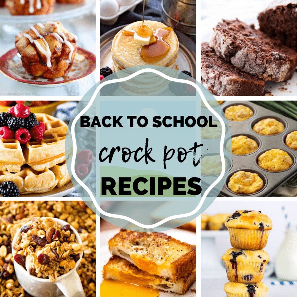 back to schooBack to School Crock Pot Recipes Pin Imagel Crock pot recipes Recipes with a collage of images and text overlay in middle with title