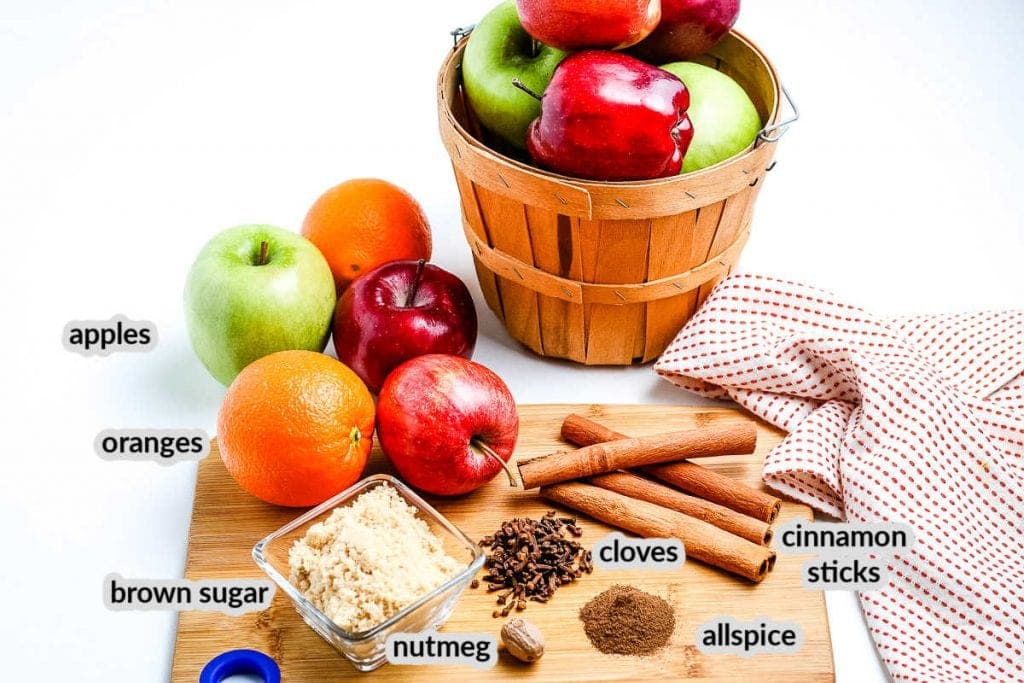 Apple Cider Ingredients on white background