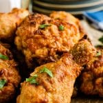 Air Fryer Fried Chicken laying on brown paper background.