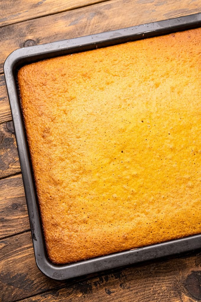 Pumpkin Bars after being baked in a pan