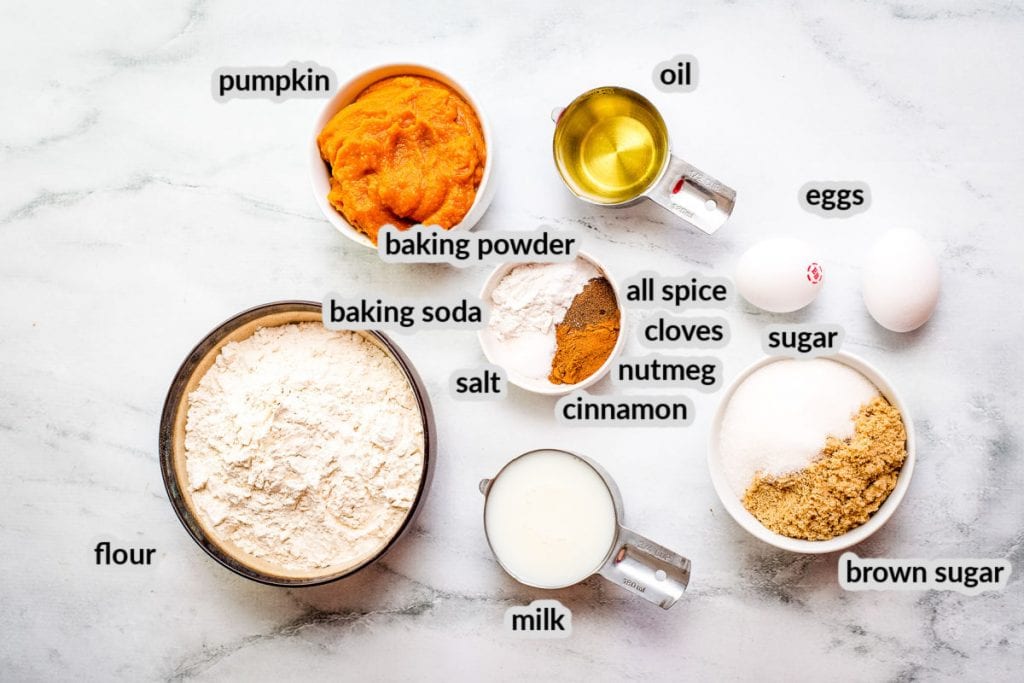 Ingredients for Frosted Pumpkin Cupcakes