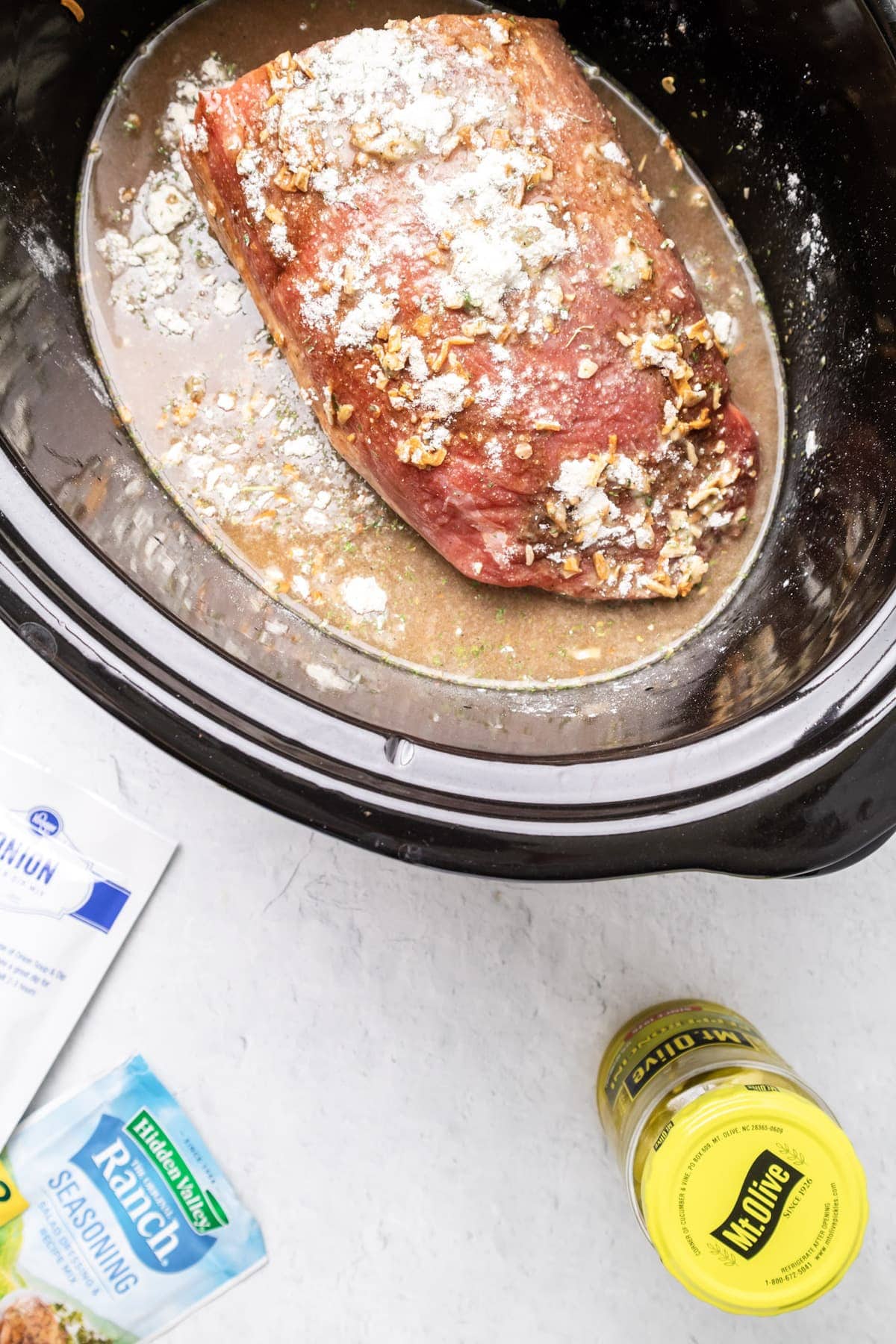 Mississippi Pot Roast Ingredients overhead image